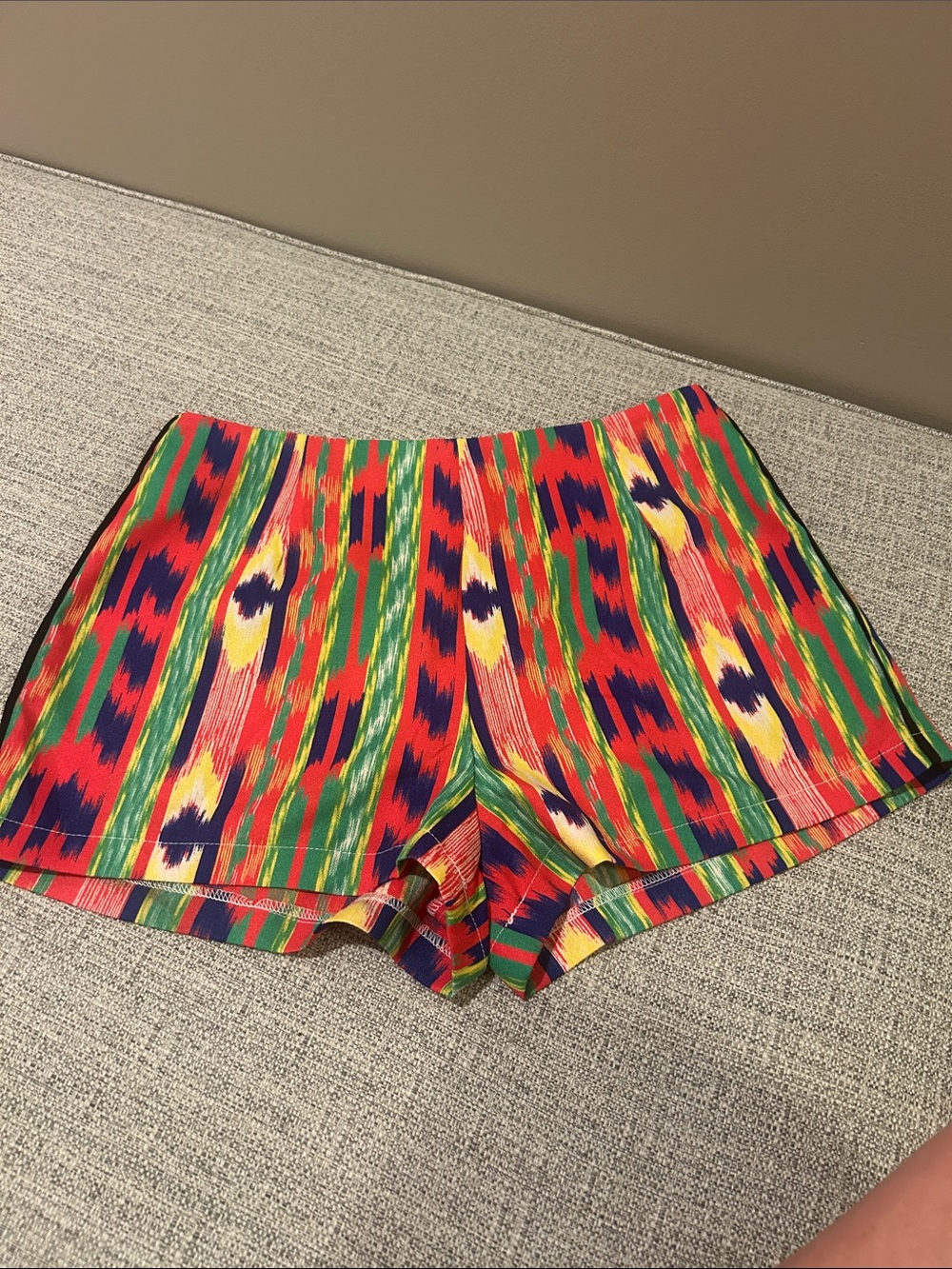 Vibrant Multicolor Athletic Shorts with Ikat Stripe Print